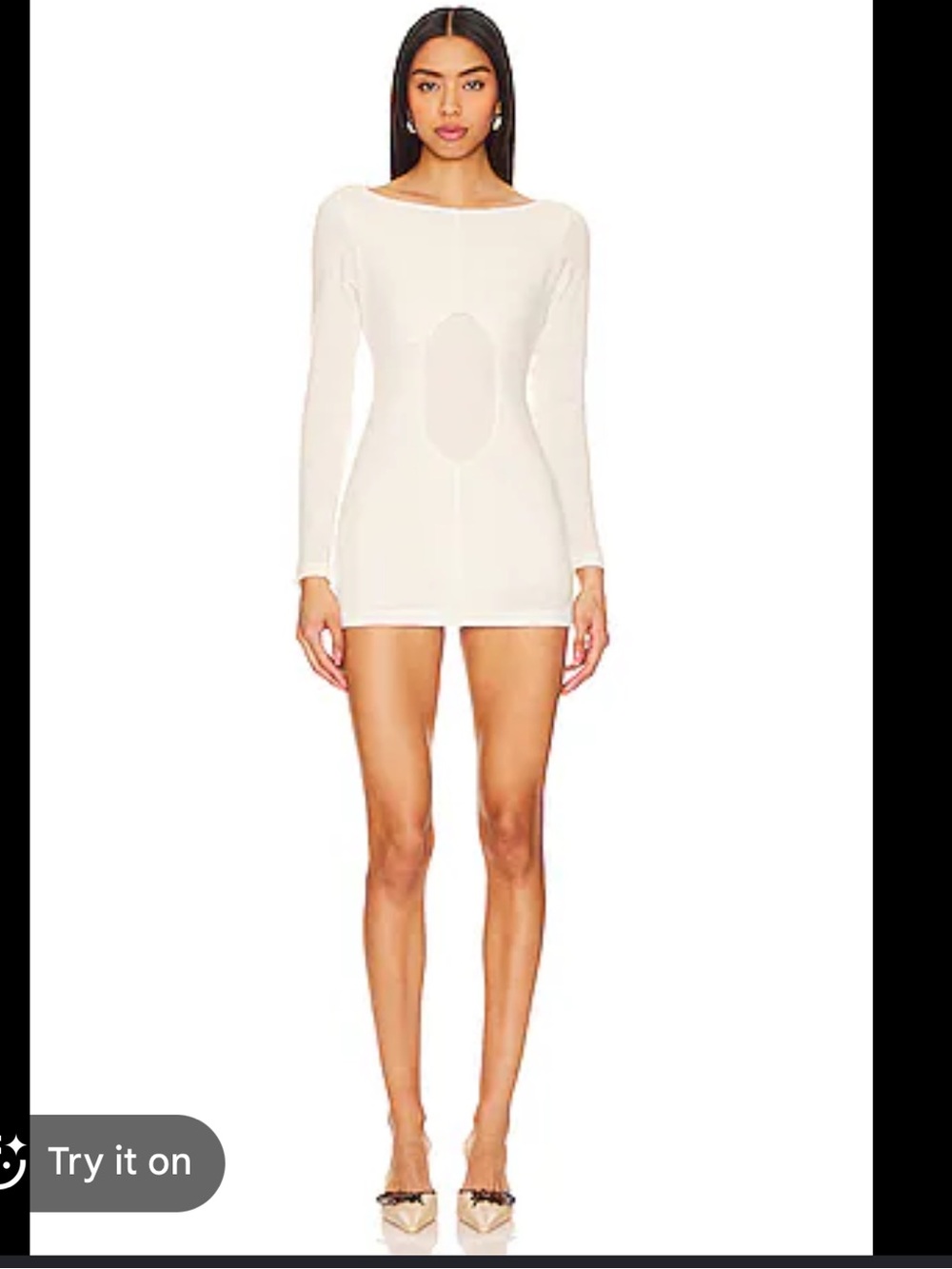 BUCI Diamond Dress Ivory Peanut Open Back Knit Mini Dress XS S